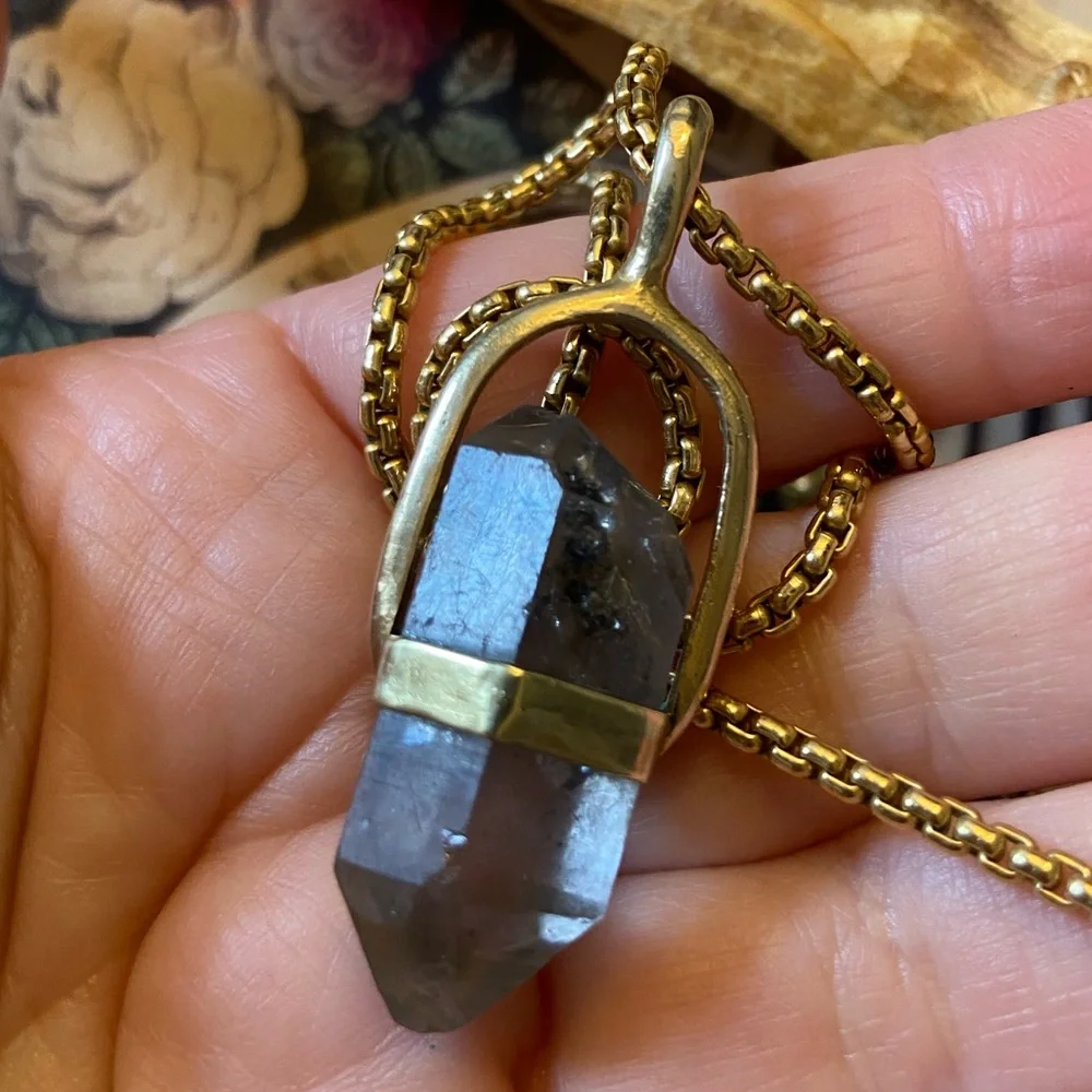 Raw Quartz Encased in Bronze Pendant - Picture 9 of 9
